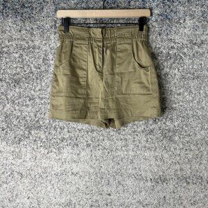 ba&sh Shorts Womens Small Olive Green High Rise Utility‎ Elastic Waist Pockets
